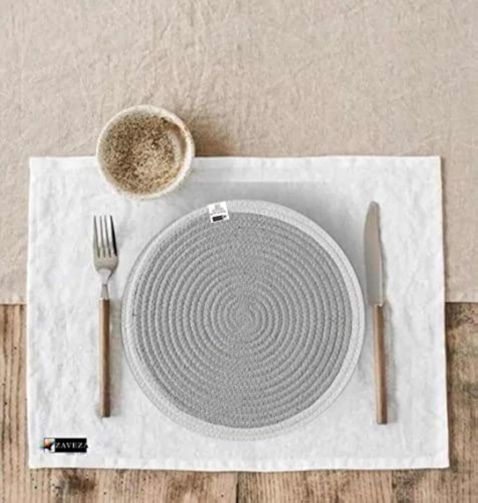 Natural Cotton Round Coaster for Dining Table